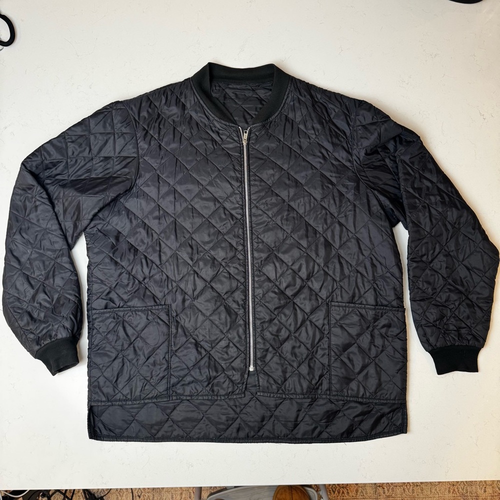 Men's Black Quilted Bomber Freezer Jacket